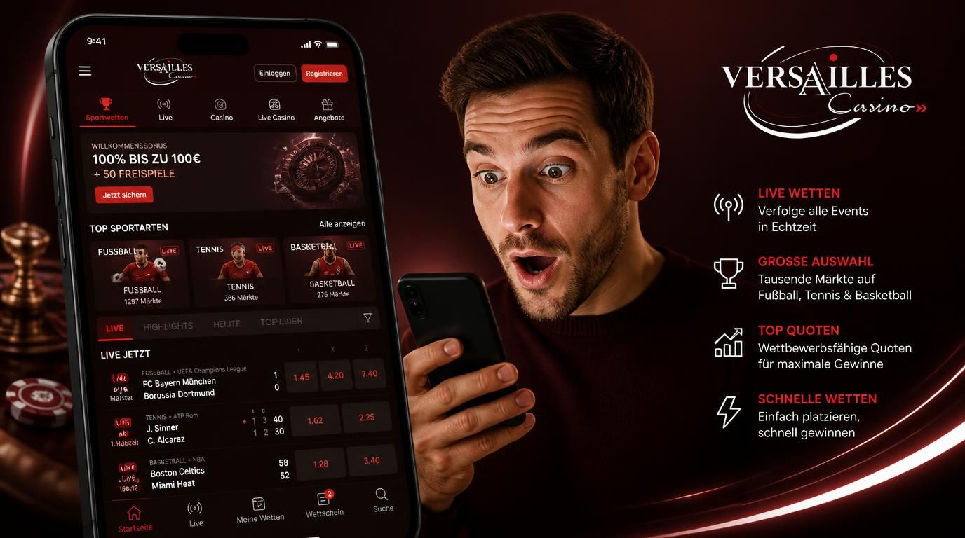 Ein Nutzer sieht auf seinem Handy eine große Auswahl an Sportwetten inklusive Live und Nischensportarten